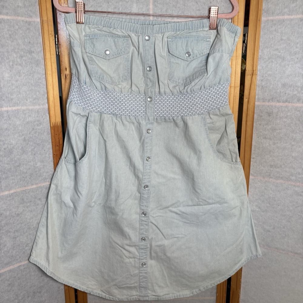 American Rag Cie Strapless‎ Light Wash Sz L Denim Mini Dress Retro Y2K Babydoll
